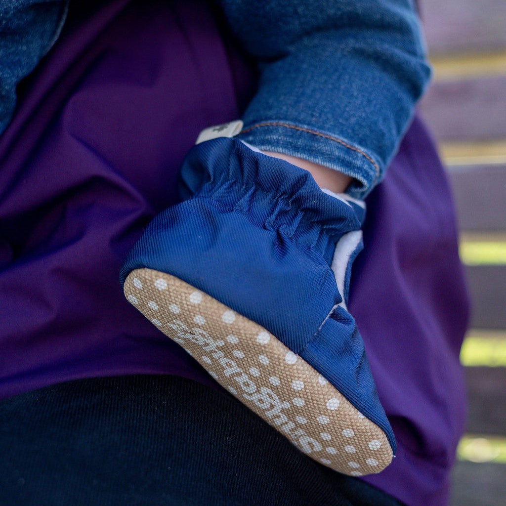 Navy - Water Resistant Stay On Baby Booties With Non-Slip Soles | Snugabugz - Snugabugz
