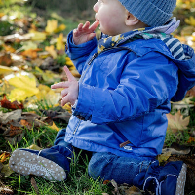 Navy - Water Resistant Stay On Baby Booties With Non-Slip Soles | Snugabugz - Snugabugz