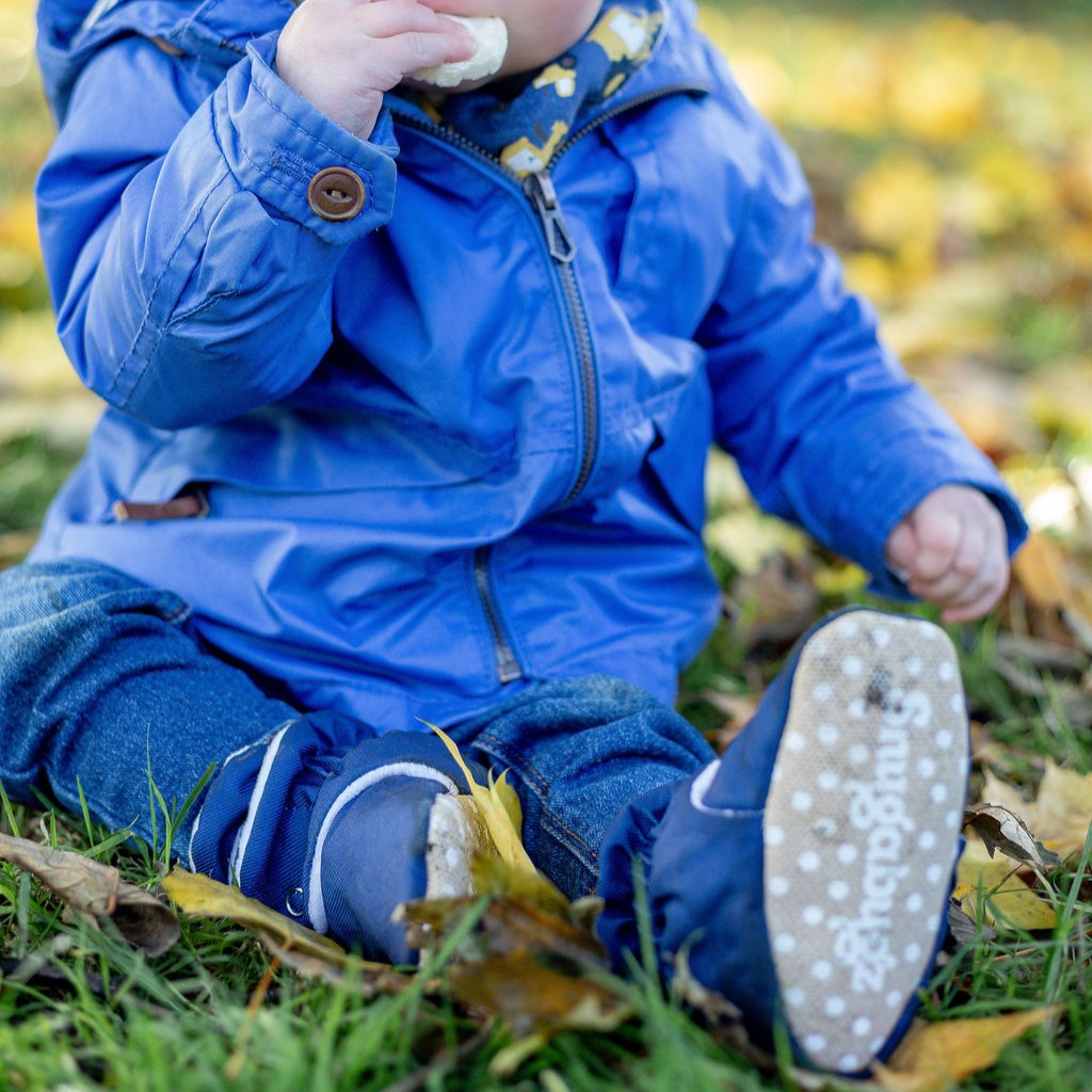 Navy - Water Resistant Stay On Baby Booties With Non-Slip Soles | Snugabugz - Snugabugz