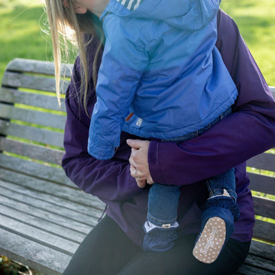 Navy - Water Resistant Stay On Baby Booties With Non-Slip Soles | Snugabugz - Snugabugz