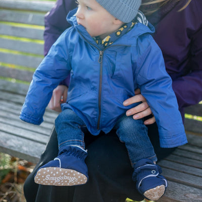 Navy - Water Resistant Stay On Baby Booties With Non-Slip Soles | Snugabugz - Snugabugz