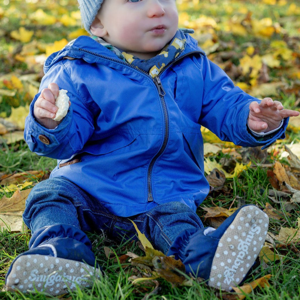 Navy - Water Resistant Stay On Baby Booties With Non-Slip Soles | Snugabugz - Snugabugz