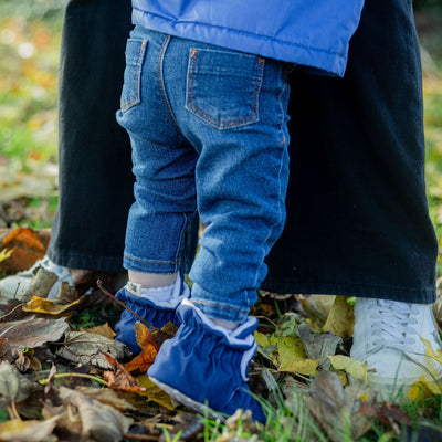 Navy - Water Resistant Stay On Baby Booties With Non-Slip Soles | Snugabugz - Snugabugz
