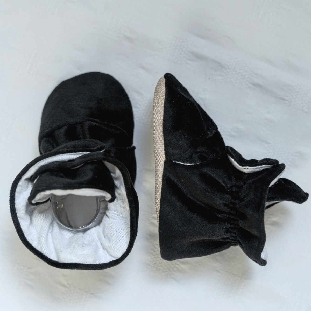 Black Velvet - Stay On Baby Booties With Non-Slip Soles | Snugabugz