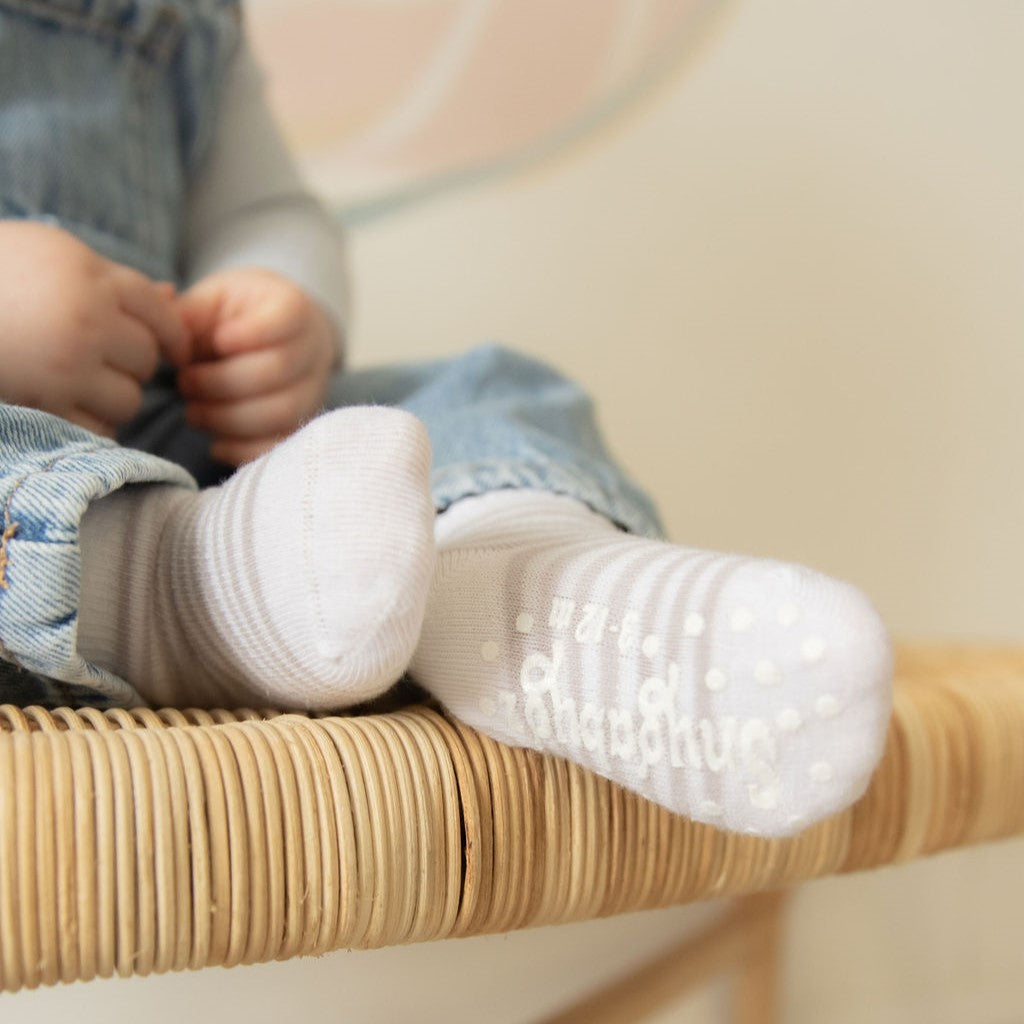 Snugabugz | Baby Socks That Stay On With Non-Slip Soles - Blue Mix 3 Pack