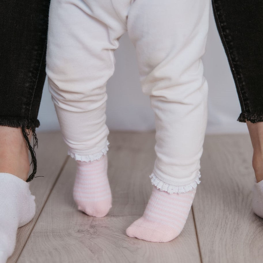  Snugabugz baby girl socks that stay on. organic cotton baby non-slip socks with grips. Pink infant girl socks. infant baby socks that don’t fall off
