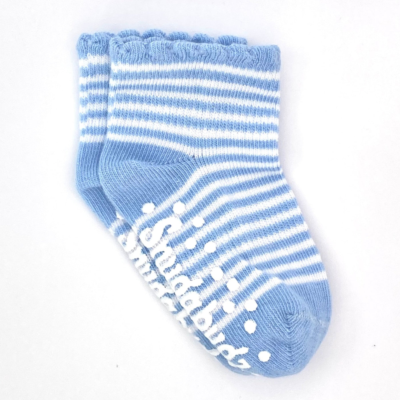 Snugabugz Organic Cotton Baby Socks That Stay On With Non-Slip Soles, infant socks for baby boys- Blue, White, Grey Mix 3 Pairs. Baby socks with grips. Baby socks that don't fall off