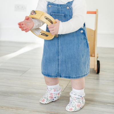 Floral Print - Baby Booties That Stay-On With Non-Slip Soles | Snugabugz
