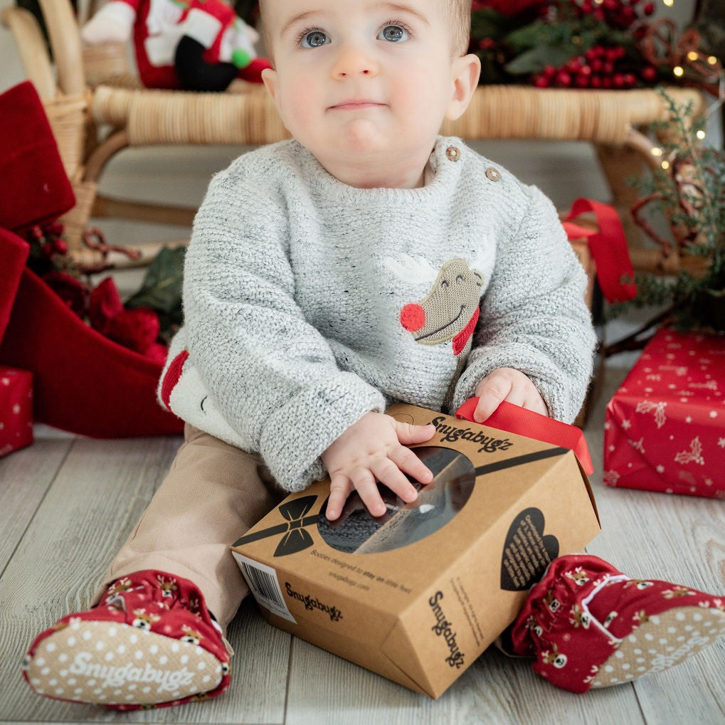 Christmas Stay On Baby Booties With Non-Slip Soles | Snugabugz