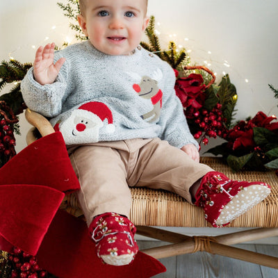 Christmas Stay On Baby Booties With Non-Slip Soles | Snugabugz